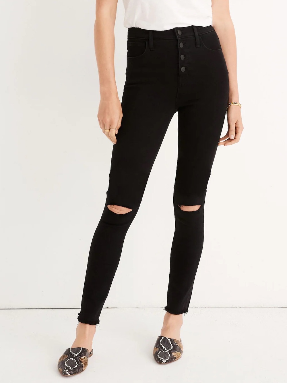 Madewell Roadtripper | Black High-Rise Skinny Button-Up Jeggings Size 26 NWOT